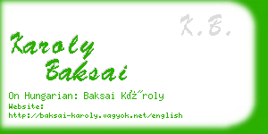 karoly baksai business card